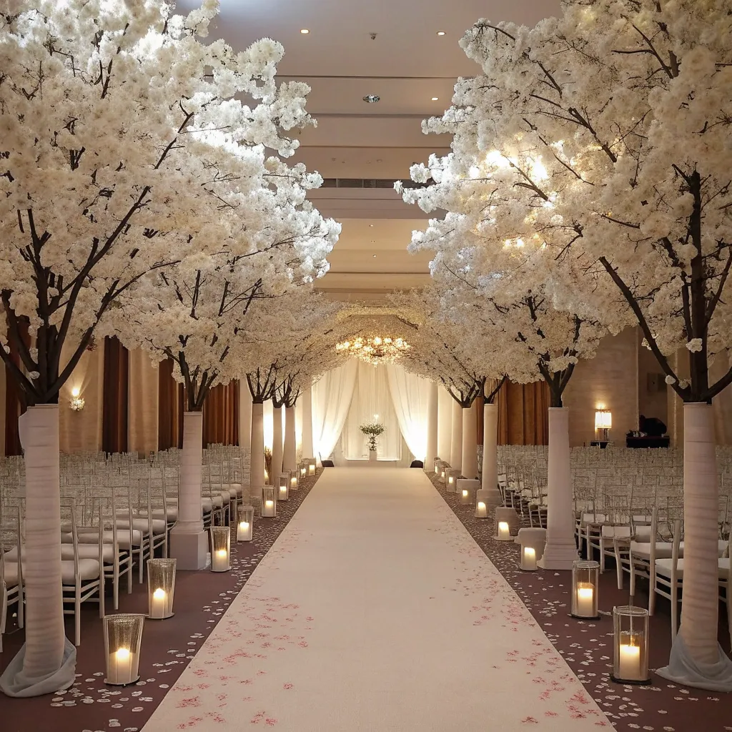 white artificial_cherry_blossom_tree_for_wedding_Decoration
